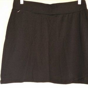 Ibex black merino Petal mini skirt, A-line, women's L, VGUC